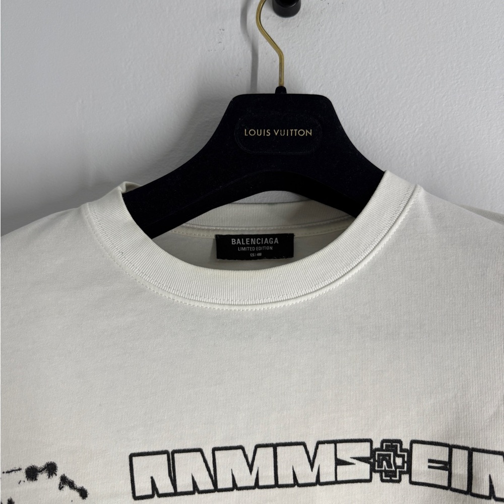 Balenciaga Men’s White Rammstein Band Graphic Crewneck T Shirt